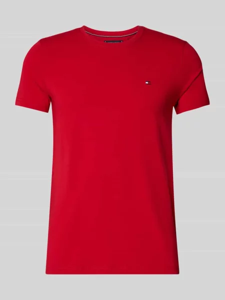 T-shirt o kroju slim fit z mieszanki bawełny Tommy Hilfiger czerwona