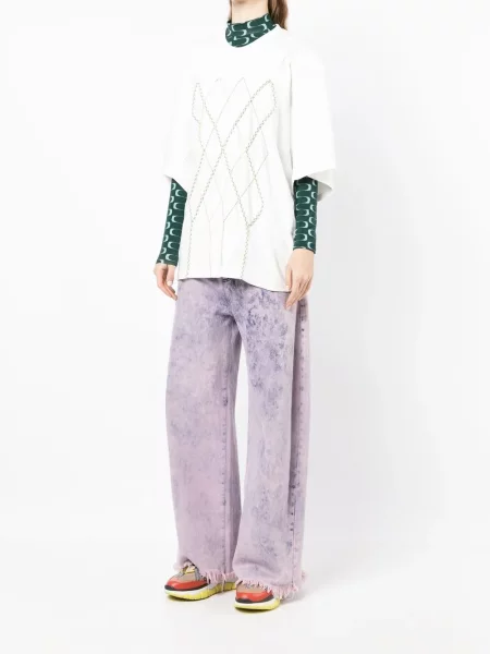 Haftowana koszulka Andersson Bell z wzorem argyle biała