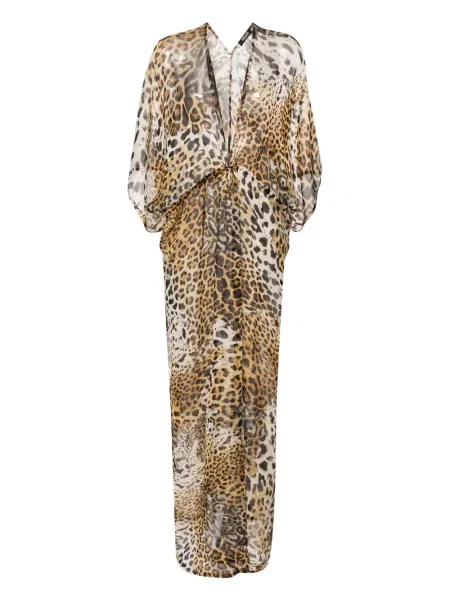 Rochie Roberto Cavalli de mătase cu imagine cu model leopard