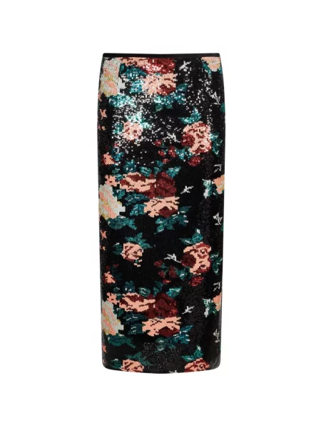 Fustă midi Forte_forte cu paiete cu model floral negru