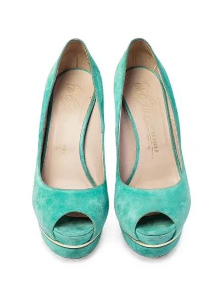 Pantofi cu toc Le Silla din piele de căprioară cu platformă verde