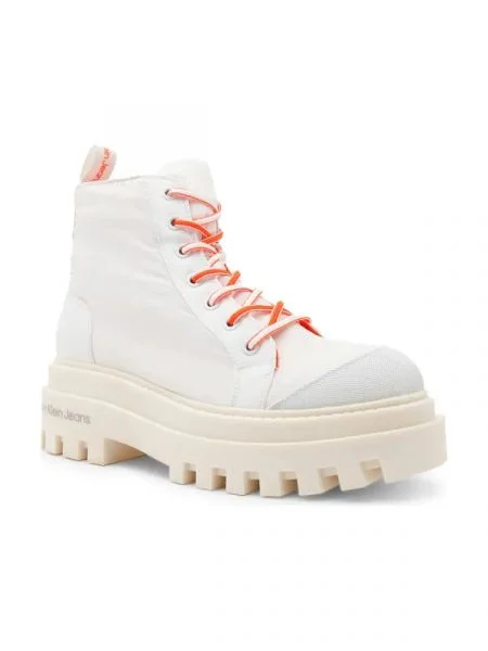 CALVIN KLEIN JEANS Magassarkú bokacsizma TOOTHY COMBAT BOOT SOFTNY bőr hozzáadásával