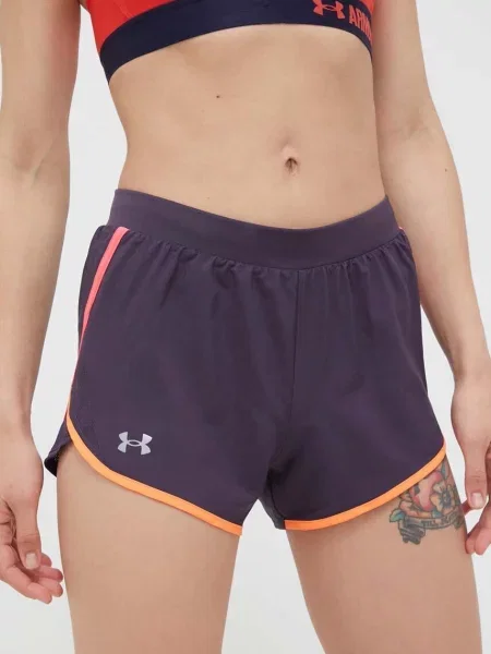 Къс панталон за бягане Under Armour Fly-By с изчистен дизайн със стандартна талия сиво