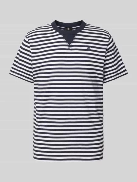 T-shirt z wyhaftowanym logo granatowa