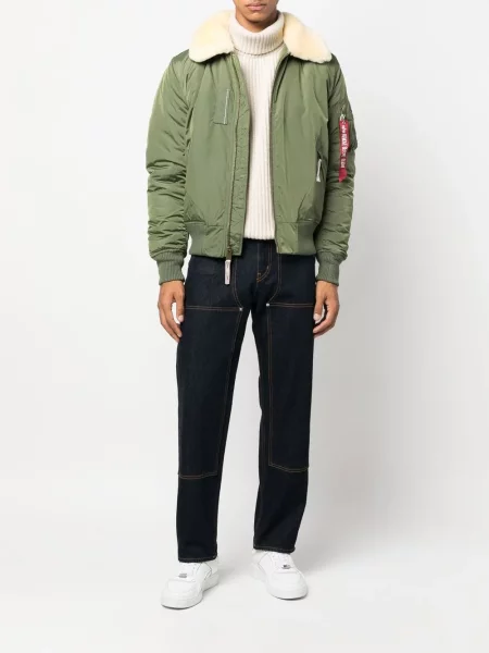 Apykaklė avikailio striukė Alpha Industries žalia
