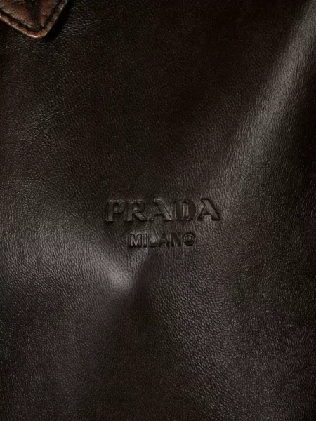 Kožená bunda Prada hnedá