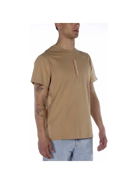Tricou Calvin Klein Jeans cu autograf bej