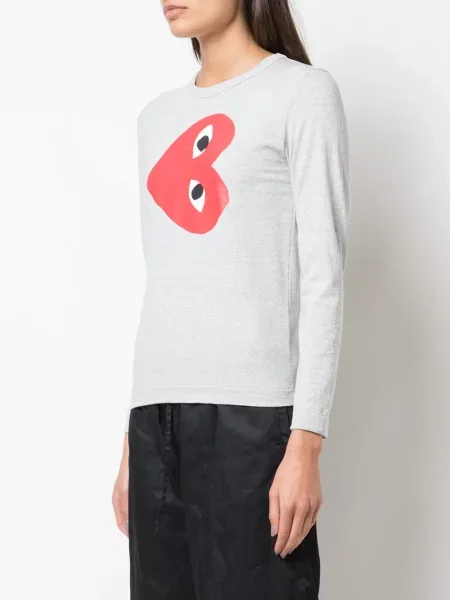 Tričko Comme Des Garçons Play s potiskem šedé