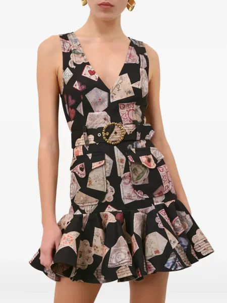 Rochie mini Zimmermann cu volane de costum negru