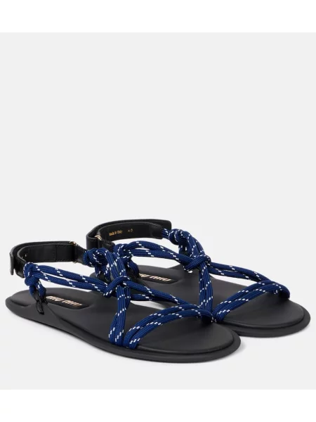 Usnjene sandali Miu Miu modra