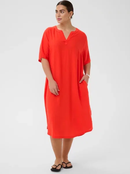 KAFFE CURVE Rochie tip bluză KCMille orange roșu