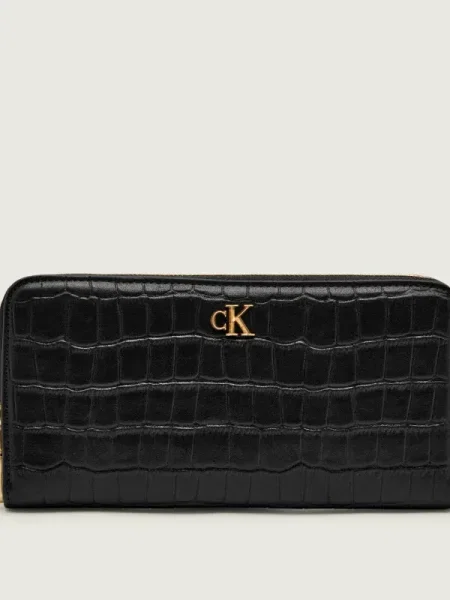 Portofel Calvin Klein Ck Croc Long Zip Around negru