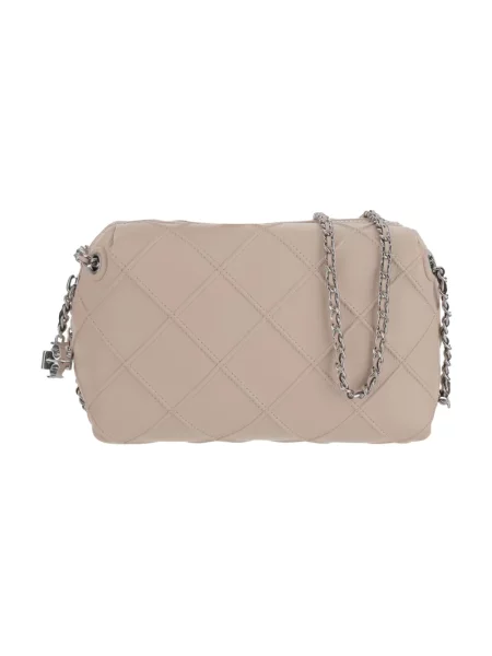 Torebka skórzana Tory Burch koronkowa bez fiszbin różowa