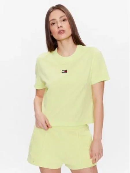 Tommy Jeans Tricou Badge Relaxed Fit verde