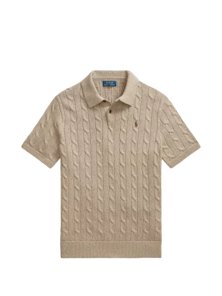 Tricou polo Polo Ralph Lauren cu glugă cu blană cu broderie roșu