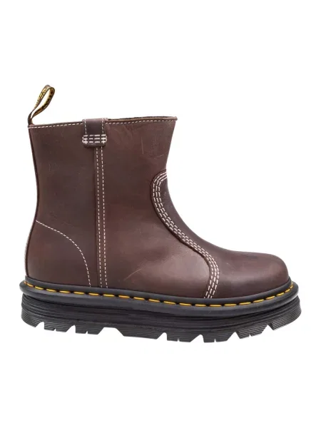 Botki Dr. Martens sznurowane koronkowe brązowe