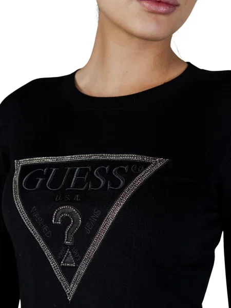 Sweter Guess z długim rękawem czarny