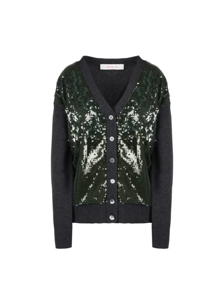 Kardigan Jucca z cekinami wełniany zielony