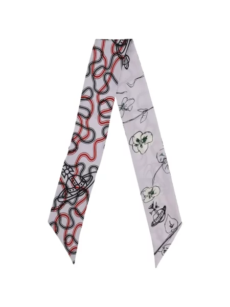 Fular Vivienne Westwood cu model floral cu imagine violet
