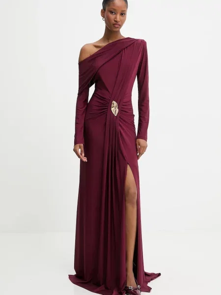 Answear.LAB sukienka maxi dopasowana bordowy