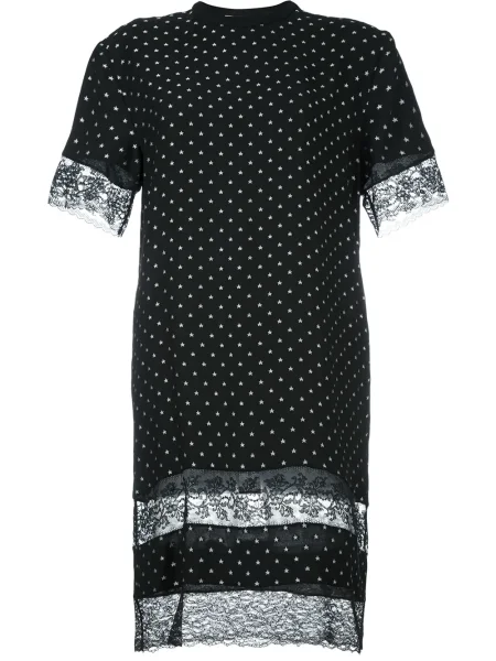 Sukienka koszulowa Givenchy koronkowa garniturowa czarna