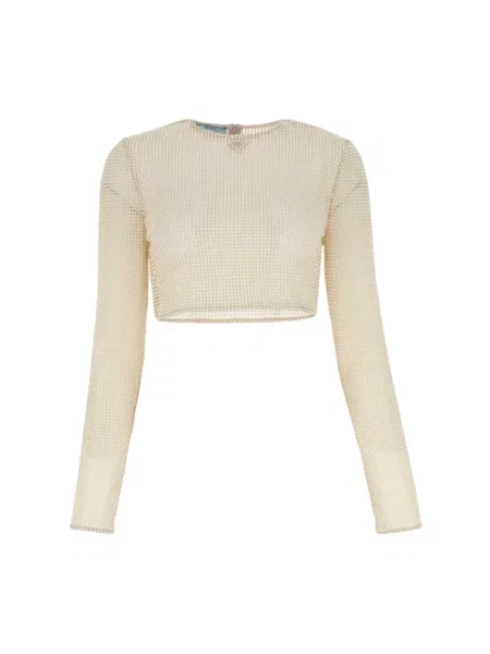 Bluzka Prada z koralikami beżowa