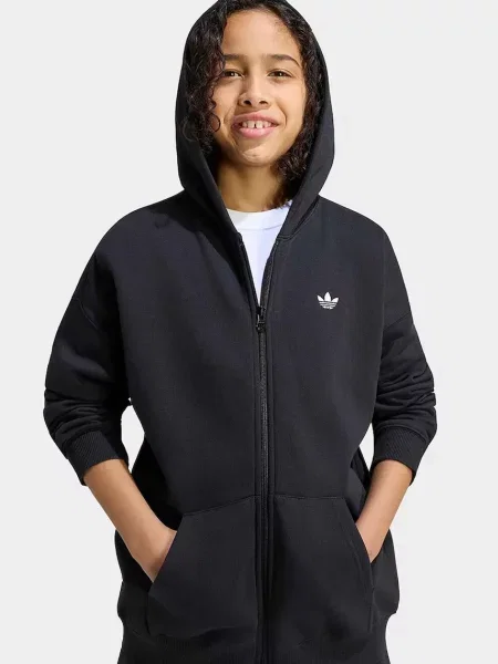 Adidas Originals кофта яка розстібається з капюшоном дитяча з бавовною