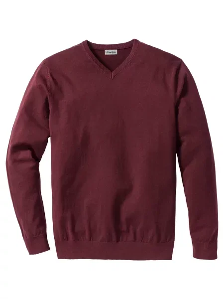 Cienki sweter o kroju regular fit czerwony