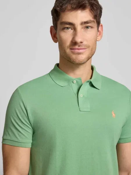 Koszulka polo o kroju slim fit z czystej bawełny Polo Ralph Lauren zielona