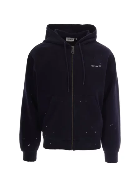 Hanorac cu glugă Carhartt Wip cu autograf albastru