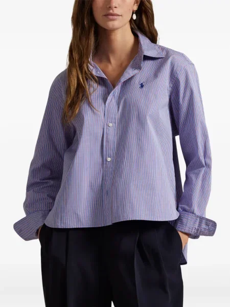 Șapcă Polo Ralph Lauren din fleece cu dungi cu volane albastru