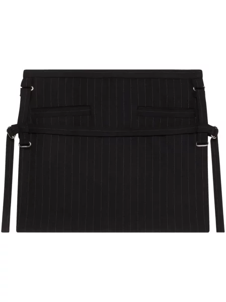 Mała spódnica mini Courreges wełniana w paski czarna