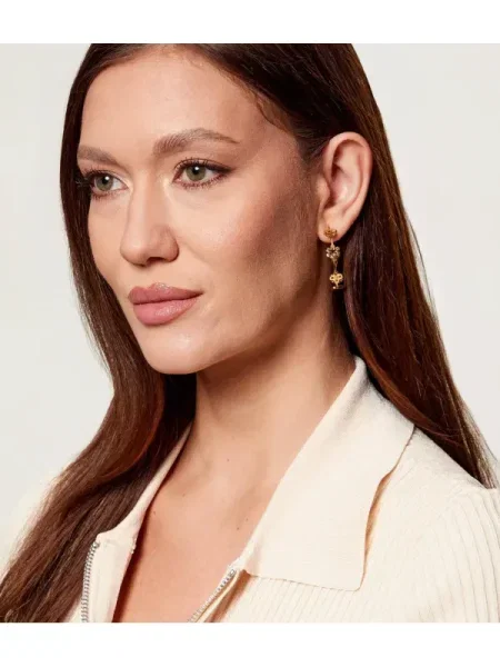 TORY BURCH Cercei Forget Me Not Hoop Earrings auriu