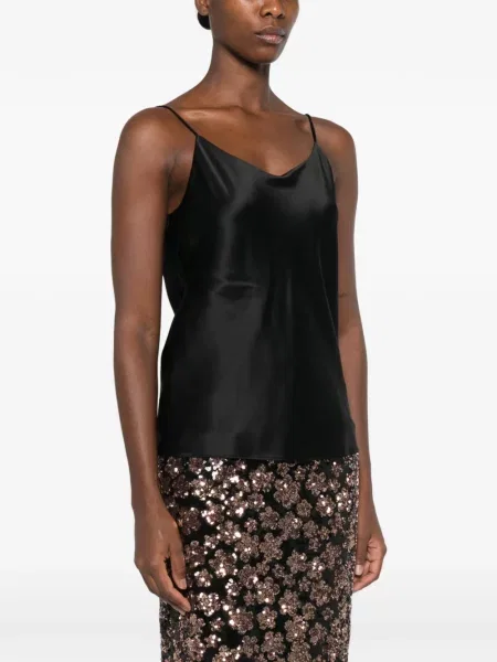 Top Max Mara din satin cu bretele negru