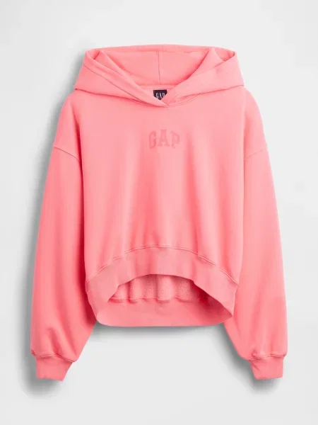Bluza GAP Pg Cropped Po Hood Pink L biała