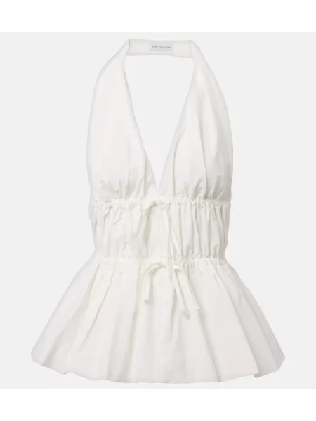 Top Dries Van Noten cu gât halter alb