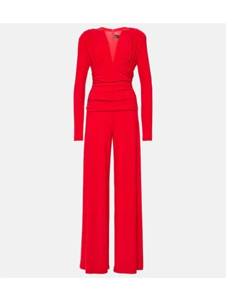 Szeroki kombinezon Norma Kamali drapowany czerwony