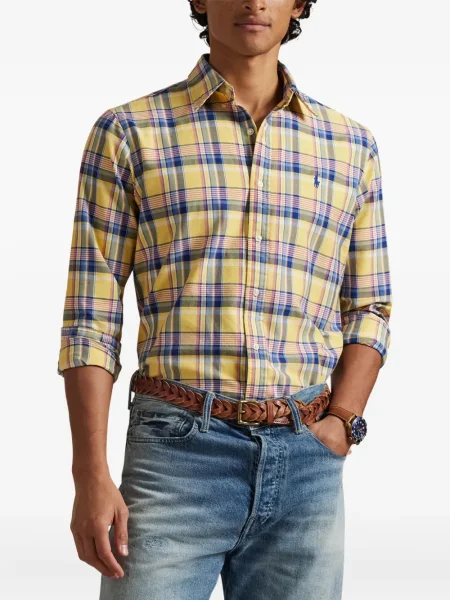 Dlouhá pruhovaná s límcem kšiltovka Polo Ralph Lauren modrá