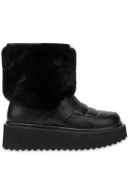 Botine Love Moschino slip-on cu autograf negru