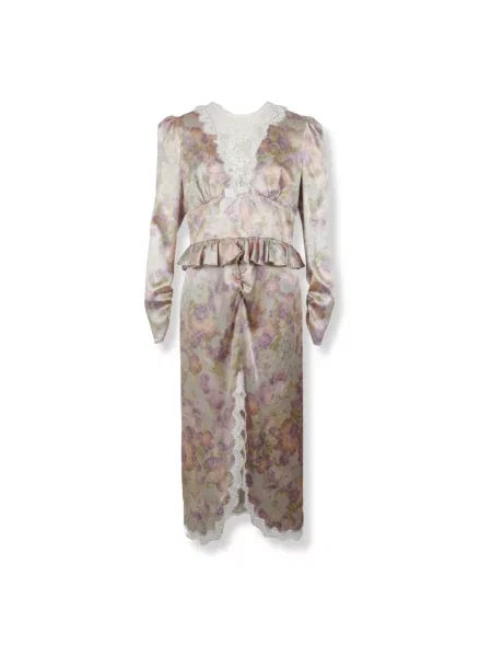 Sukienka midi Alessandra Rich z nadrukiem beżowa