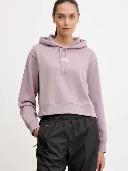 Суичър с качулка The North Face с качулка розово