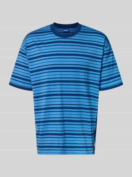 T-shirt o kroju regular fit z czystej bawełny model Nistripe' Hugo Blue granatowa