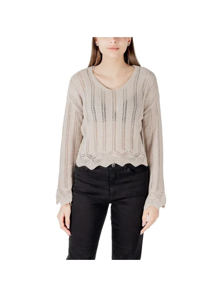 Pulover Only cu decolteu în V bej