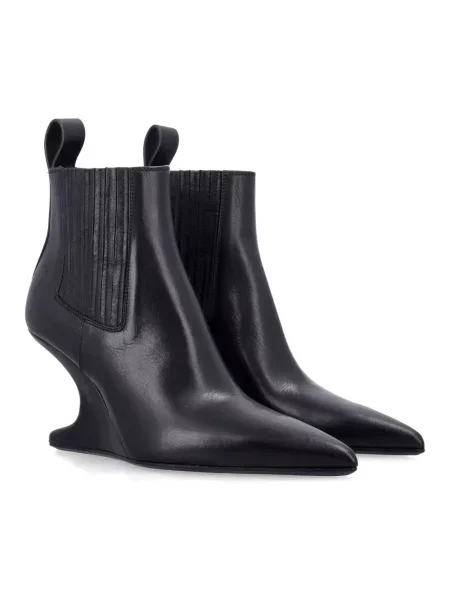 Botki Rick Owens skórzane na koturnie czarne