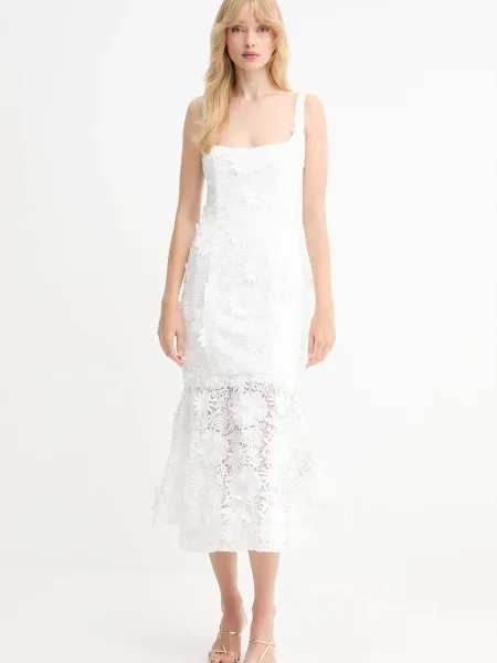 Bardot rochie midi evazați alb