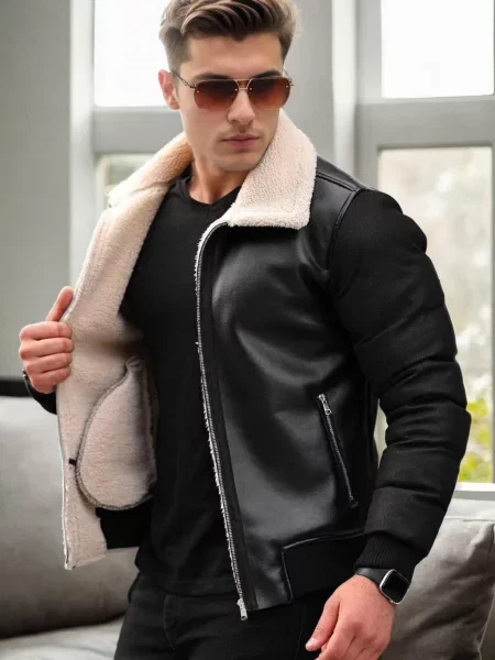 Palton de blană Dewberry negru