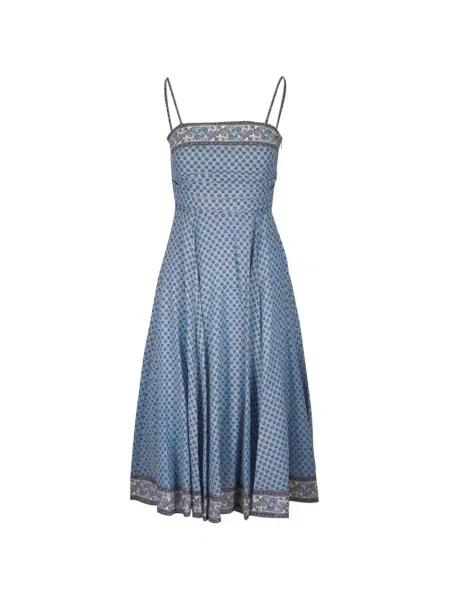 Rochie midi Veronica Beard de lână cu model floral albastru