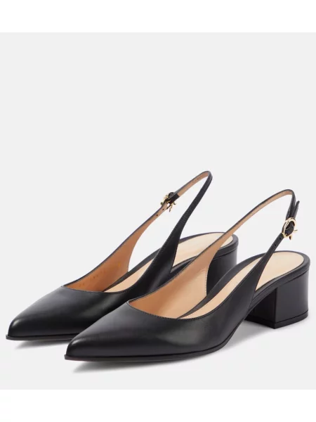 Pantofi cu toc Gianvito Rossi din piele slingback negru