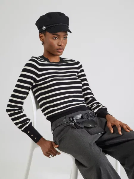 VERO MODA Pulover VMHAPPY negru alb