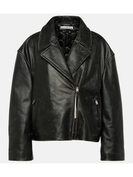 Kurtka skórzana Acne Studios z przetarciami czarna